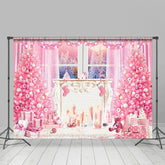 Rosa Weihnachten Baum Fenster Kerze Foto Hintergrund