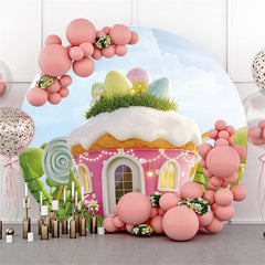 Rosa Cupcake In Der Garten Runden Ostern Tag Hintergrund