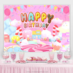 Rosa Nachtisch Süßigkeitenland Thema Alles Gute zum Geburtstag Hintergrund