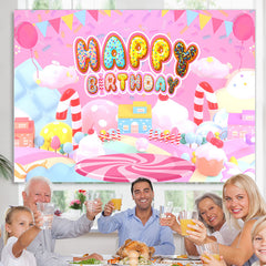 Rosa Nachtisch Süßigkeitenland Thema Alles Gute zum Geburtstag Hintergrund