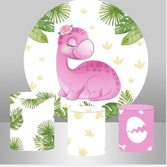 Rosa Dinosaurier Glücklich Geburtstag Hintergrund Bausatz Für Party