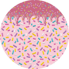 Rosa Donuts Mit Verschieden Farbig Zucker Kreis Hintergrund