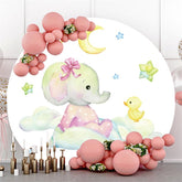 Rosa Elefant Und Mond Stern Runden Baby Dusche Hintergrund