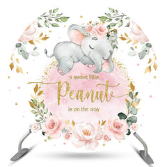 Rosa Elefant Blumen Niedlich Runden Baby Dusche Hintergrund