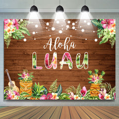 Rosa Blumen Aloha Luau Braun Holz Geburtstag Hintergrund