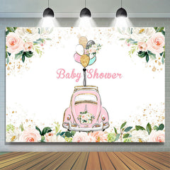 Rosa Blumen Und Auto Baby Dusche Hintergründe Für Mädchen