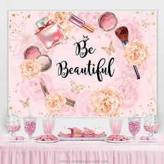 Rosa Blumen Und Kosmetik Sei Schön Geburtstag Hintergrund