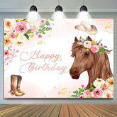 Rosa Blumen Und Pferd Cowboy Themenorientiert Geburtstag Hintergrund