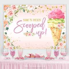 Rosa Blumen Und Eis Creme Funkeln Glücklich Geburtstag Hintergrund