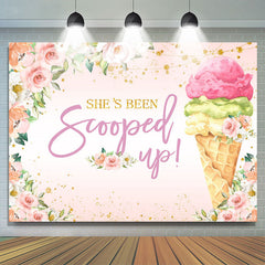 Rosa Blumen Und Eis Creme Funkeln Glücklich Geburtstag Hintergrund