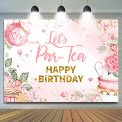 Rosa Blumen Und Liebe Tee Funkeln Geburtstag Hintergrund
