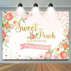 Rosa Blumen Und Pfirsich Glücklich Geburtstag Hintergrund Für Kinder