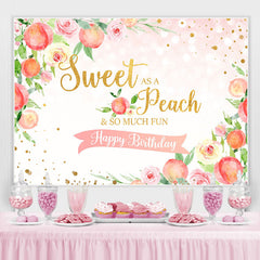 Rosa Blumen Und Pfirsich Glücklich Geburtstag Hintergrund Für Kinder