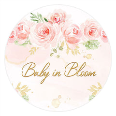 Rosa Blumen Baby In blühen Baby Dusche Runden Hintergrund