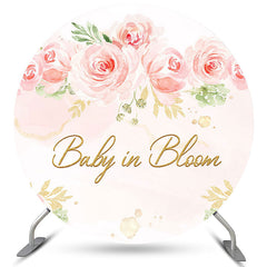 Rosa Blumen Baby In blühen Baby Dusche Runden Hintergrund