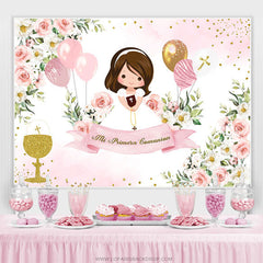Rosa Blumen Ballon Funkeln Babydusche Hintergrund