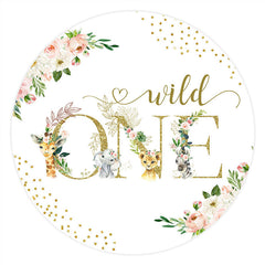 Rosa Blumen Kreis Tiere Funkeln 1 Geburtstag Hintergrund