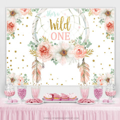 Rosa Blumen Funkeln Sie ist A Wild Eins Geburtstag Hintergrund