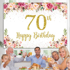 Rosa blumiger goldener funkeln Hintergrund zum 70. Geburtstag