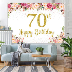 Rosa blumiger goldener funkeln Hintergrund zum 70. Geburtstag