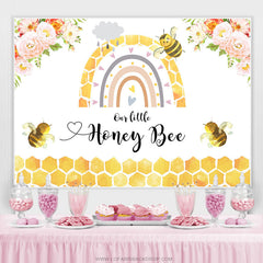 Rosa Blumen Wenig Honig Biene Geburtstag Party Hintergrund