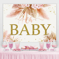 Rosa Blumen Oh Baby Gold Funkeln Baby Dusche Party Hintergrund