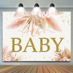 Rosa Blumen Oh Baby Gold Funkeln Baby Dusche Party Hintergrund
