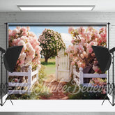 Rosa Blumen Baum Frisch Grün Foto Frühling Hintergrund