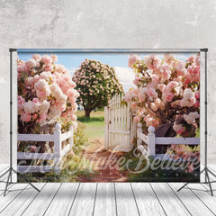 Rosa Blumen Baum Frisch Grün Foto Frühling Hintergrund