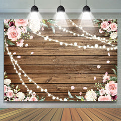 Rosa Blumen Mit Licht Holz Baby Mädchen Dusche Hintergrund