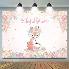Rosa Blumen Und A Schön Fuchs babydusche Hintergrund
