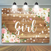 Rosa Blume Und Fliegend Schmetterling babydusche Hintergrund