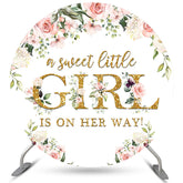 Rosa Blume Gold Mädchen Thema Kreis Baby Dusche Hintergrund