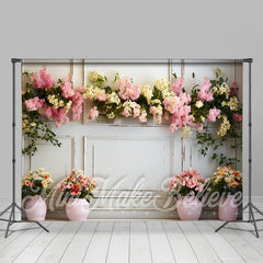 Rosa Blumentöpfe Blühen Blumen Frühling Hintergrund