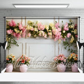 Rosa Blumentöpfe Blühen Blumen Frühling Hintergrund