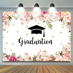 Rosa Blumen Und Funkeln Golden Punkt Abschluss Hintergrund