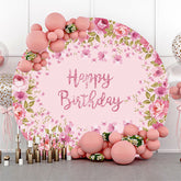Rosa Blumen Kreis Glücklich Geburtstag Hintergrund Für Mädchen