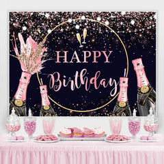 Rosa Funkeln Und Sekt Glücklich Geburtstag Hintergrund