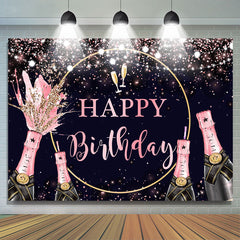 Rosa Funkeln Und Sekt Glücklich Geburtstag Hintergrund