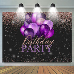Rosa Funkeln Lila Luftballons Glücklich Geburtstag Hintergrund