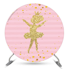 Rosa Golden Ballerina Mädchen Party Runden Hintergrund