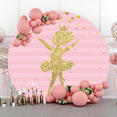 Rosa Golden Ballerina Mädchen Party Runden Hintergrund