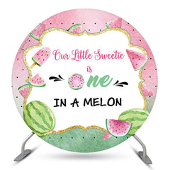 Rosa Grün Eins In A Melone Geburtstag Runden Hintergrund