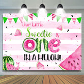 Rosa Grün Wassermelone Unser Süss Ist 1 Geburtstag Hintergrund