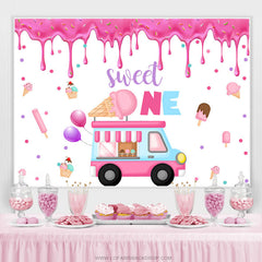 Rosa Eis Creme Bus Süss 1 Glücklich Geburtstag Hintergrund