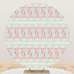 Rosa Eis Creme Runden Grün Geburtstag Hintergrund Für Kinder