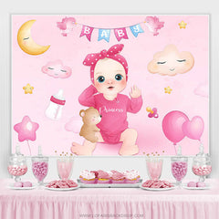 Rosa Wenig Prinzessin Tragen Babydusche Hintergrund