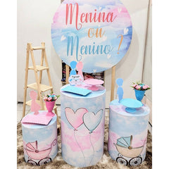 Rosa Mädchen Oder Blau Junge Runden Baby Dusche Hintergrund Bausatz