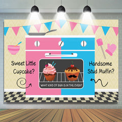 Rosa Und Blau Ofen Kuchen Flaggen babydusche Hintergrund