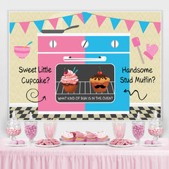 Rosa Und Blau Ofen Kuchen Flaggen babydusche Hintergrund
